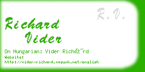 richard vider business card